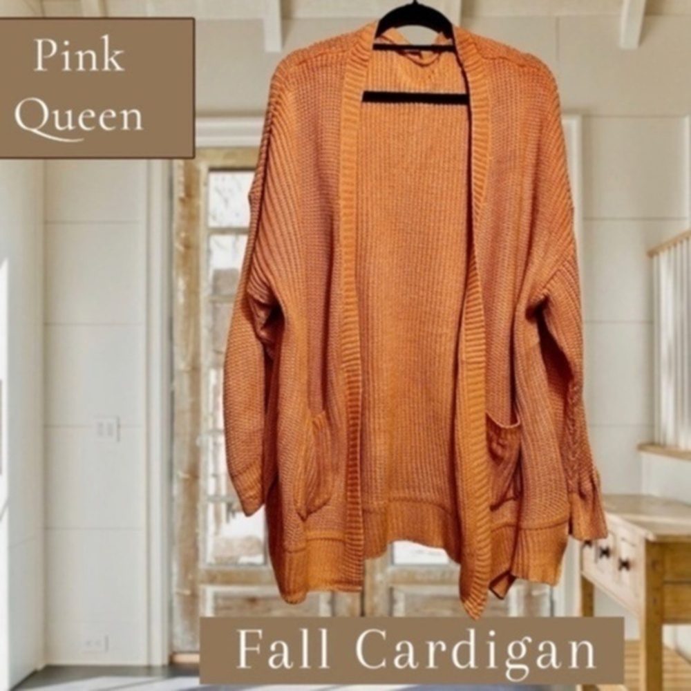 PINK QUEEN Long Dolman Sleeve, Relaxed Fit/Slouchy Open Front Cardigan